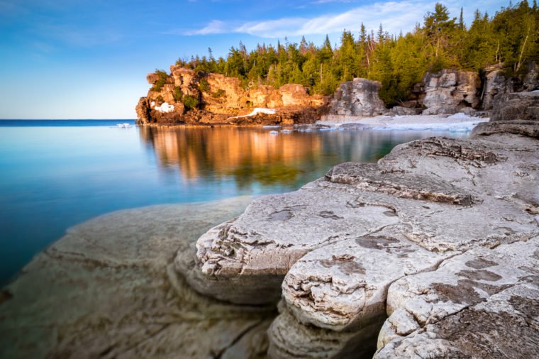 rocky shore in a quiet cove