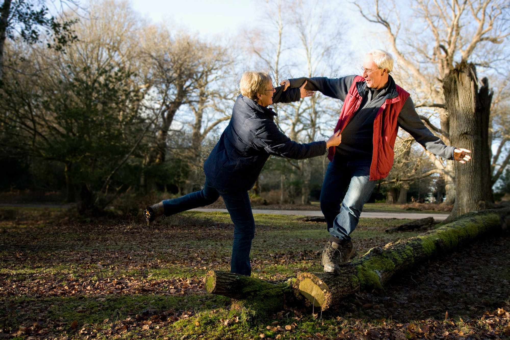 Retired Couple Being Playful